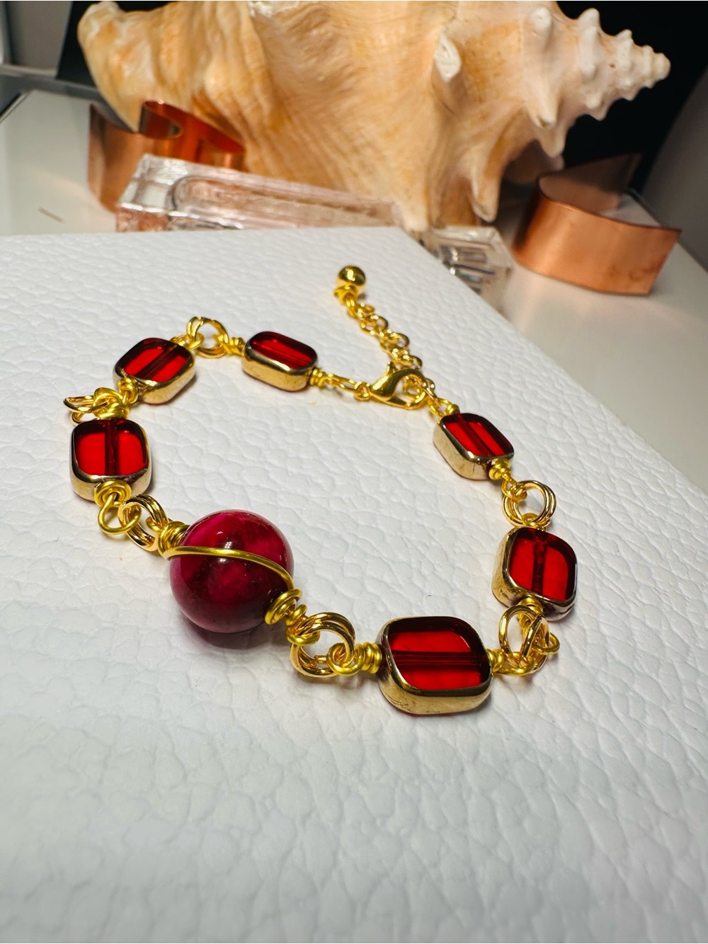 Gold wire  with Red Tiger bracelet